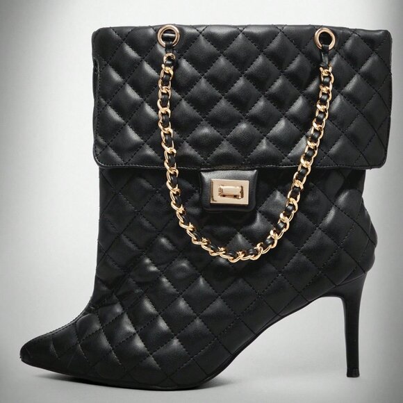 Black Elegant Women's Glamorous Stiletto Heel Booties - Picture 4 of 7